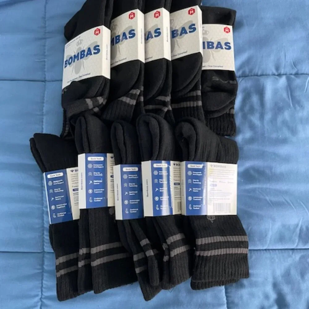 MEDIUM Bombas Socks x 10 pairs BUNDLE Half Calf Black NEW Womens ATHLETIC GOTH - Picture 2 of 10